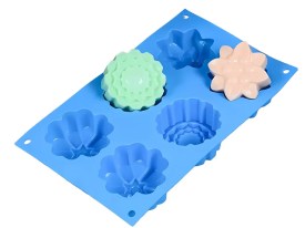 Molde silicona 6 flores grandes 